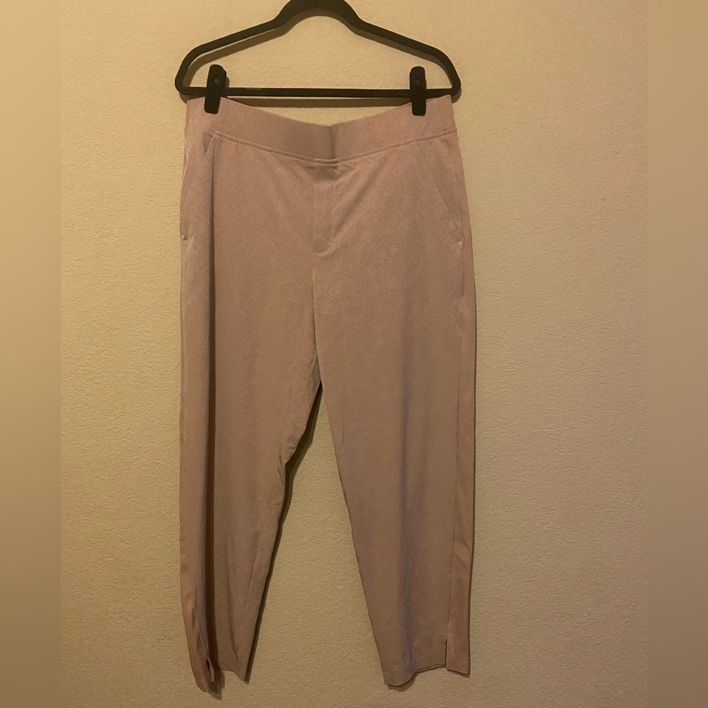 Athleta Brooklyn Textured Ankle Pants 16 pink mocha Athletic Travel